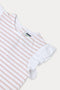 Girls Branded Stripe T-Shirt  - White & L/Pink