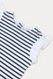 Girls Branded Stripe T-Shirt  - White & Navy