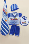 Infant Baby 5-Piece Suit Gift Set 02 - Royal Blue