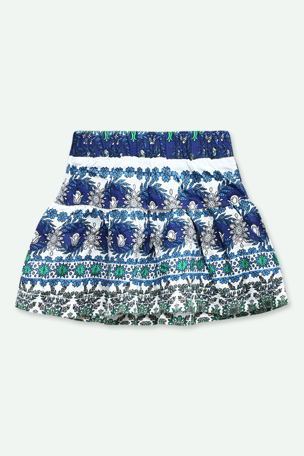 Girls Graphic Linen Mini Skirt - Royal Blue