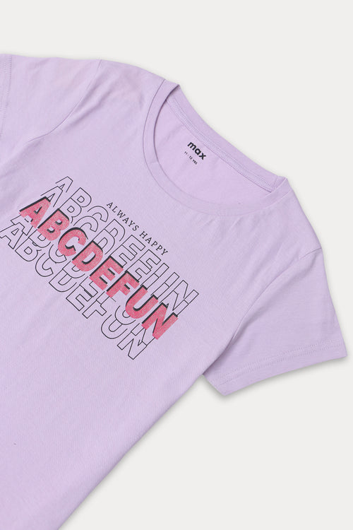 Girls Graphic T-Shirt (Brand: MAX) - L/Purple