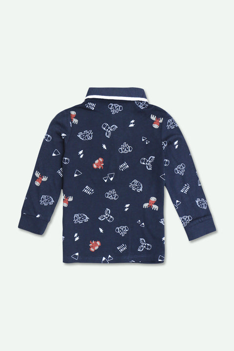 Boys Branded Graphic Polo F/S - Navy