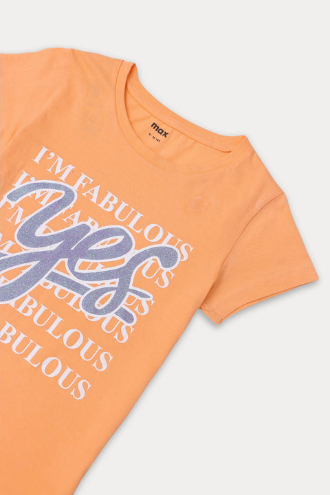 Girls Graphic T-Shirt (Brand: MAX) - Orange