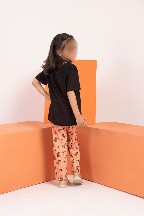 Girls Graphic 2-Piece Suit - Black & Orange