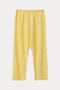 Women Printed Linen V-Neck Cord Suit - Yellow
