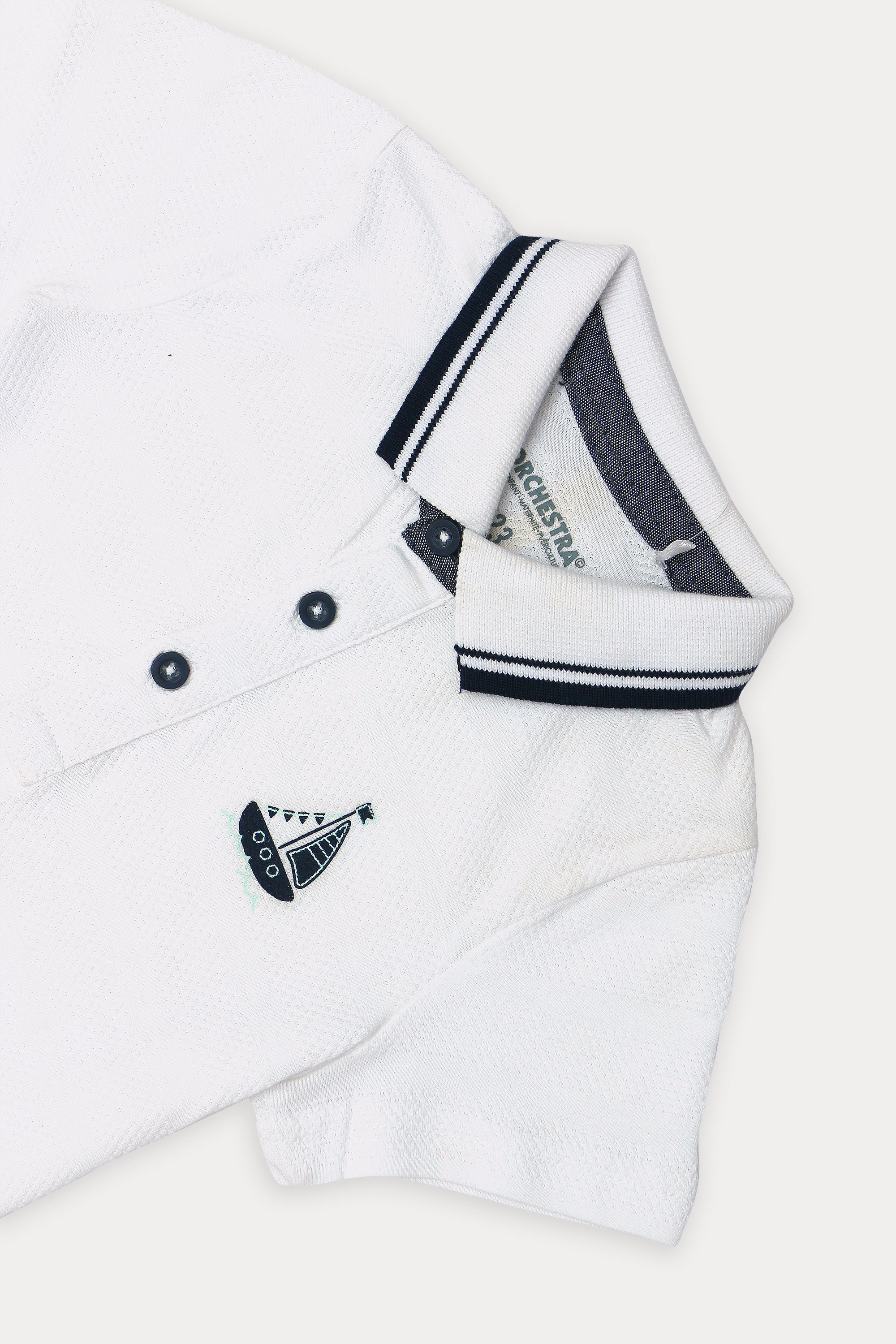 Boys Branded Polo - White