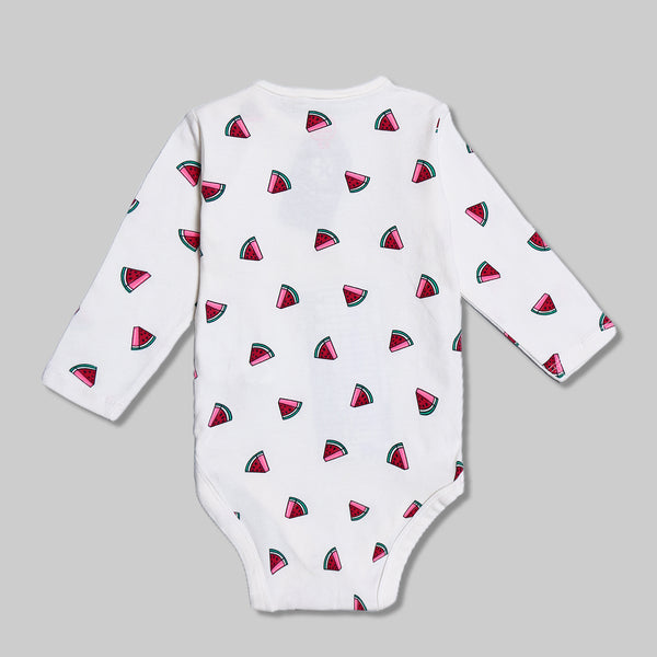 Girls Watermelon Slice Romper - White
