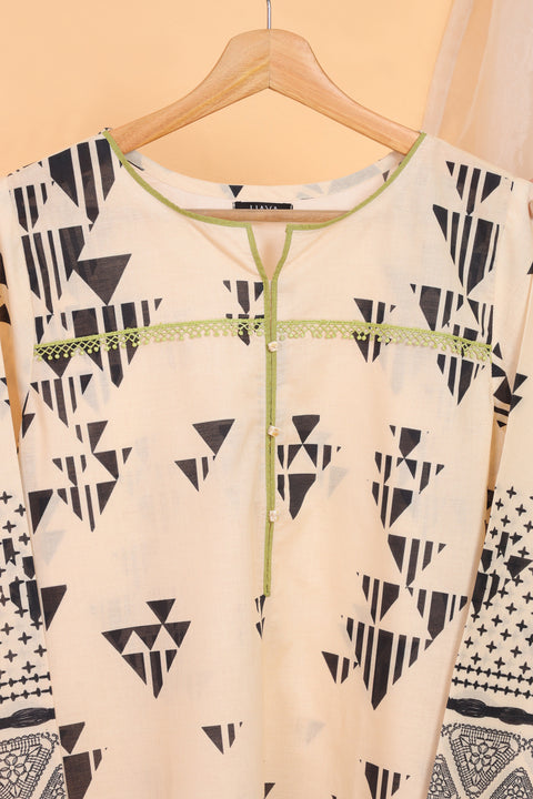 Women's Digital Printed Lawn Kurti SW23-12 - Beige