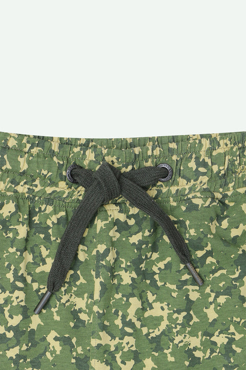 Men Branded Camouflage Short - Green