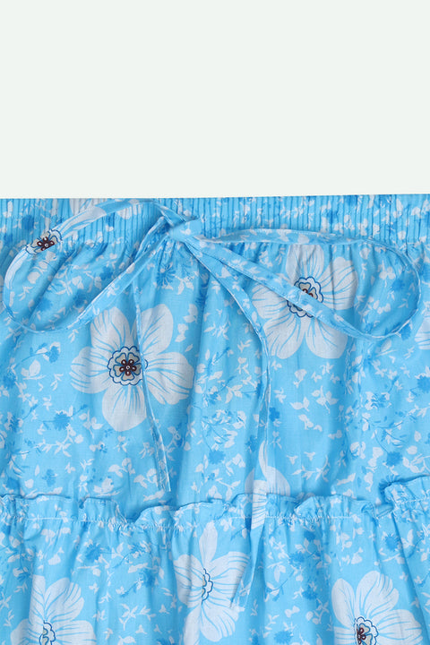 Women Graphic Cotton Skirt - Blue