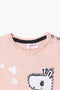 Girls Branded Embellish Graphic Tee F/S - Peach