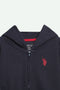 Boys U.S POLO Fleece Zipper Hoodie  - Black