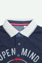 Boys Branded Embroidered Polo F/S - Navy