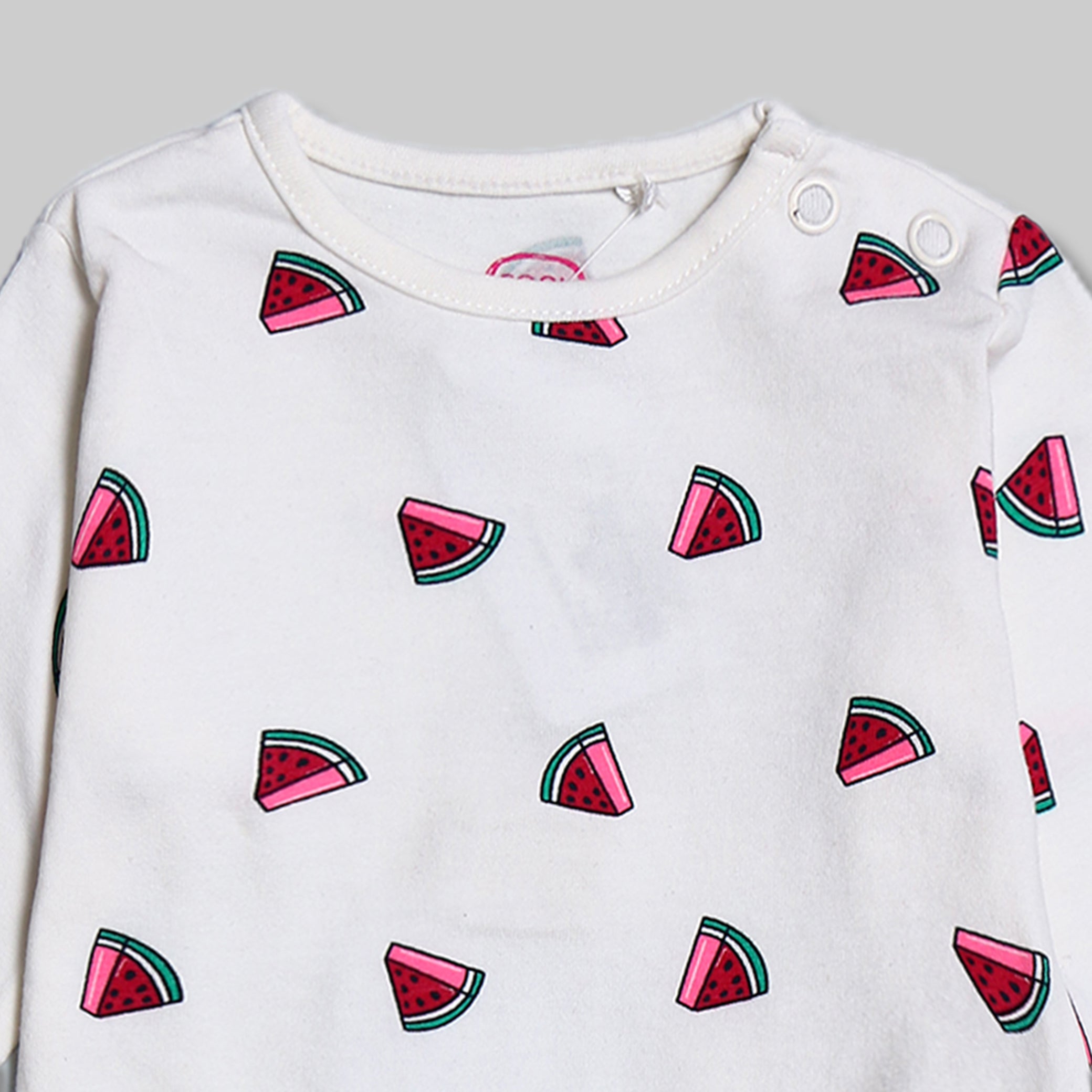 Girls Watermelon Slice Romper - White