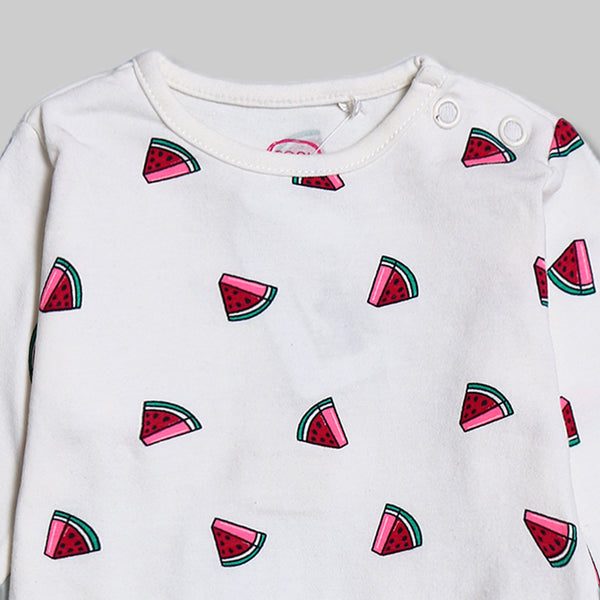 Girls Watermelon Slice Romper - White