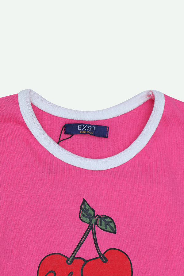 Girls Lycra T-Shirt - Hot Pink