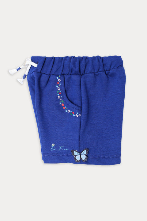 Girls Branded Graphic Terry Short - Royal Blue