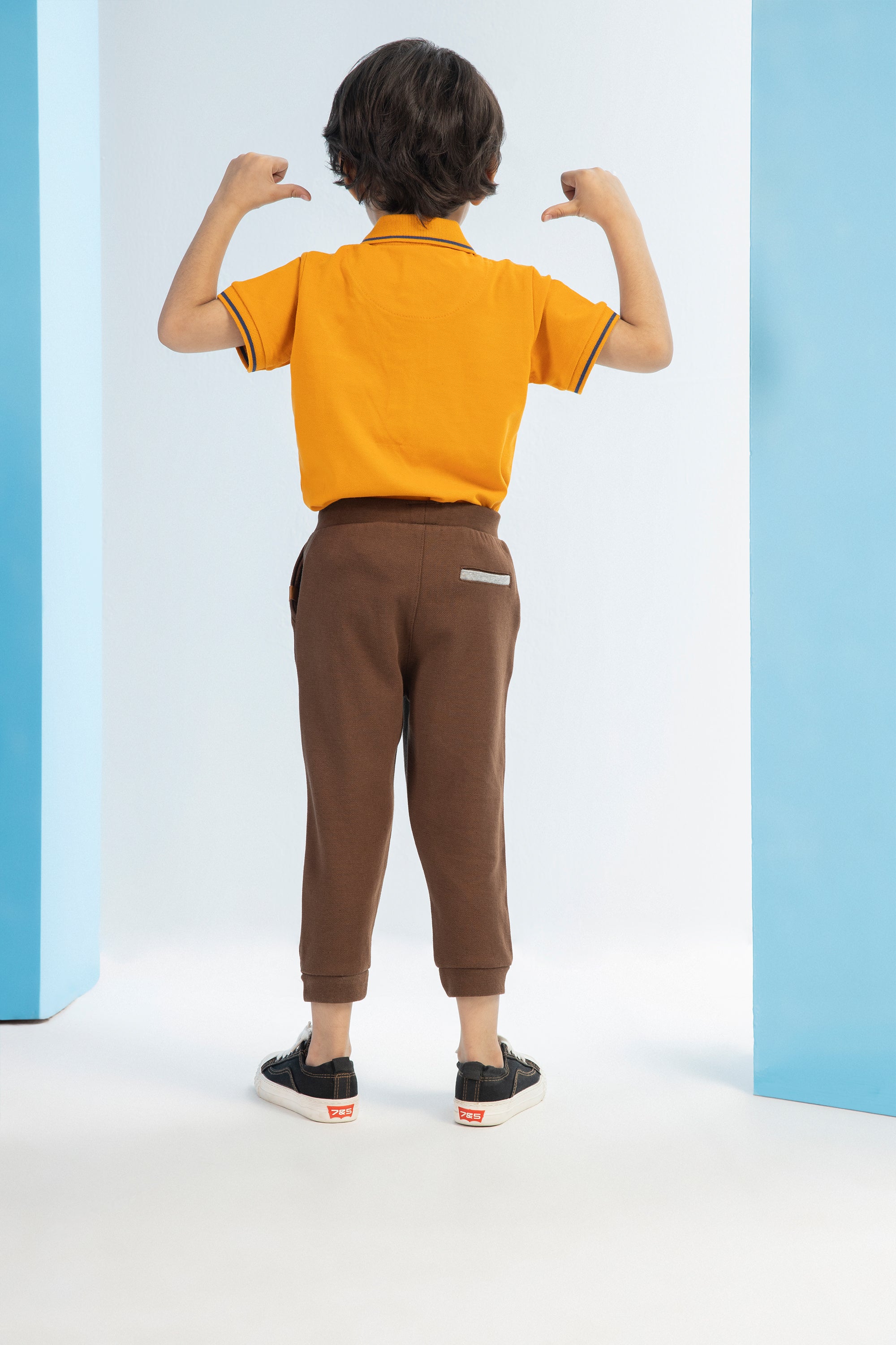 Boys Fly Buttons Jogger Trouser BTJ08 - D/Brown