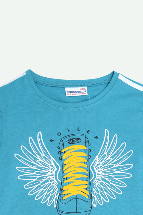 Girls Branded Puff Graphic T-Shirt - Sea Blue