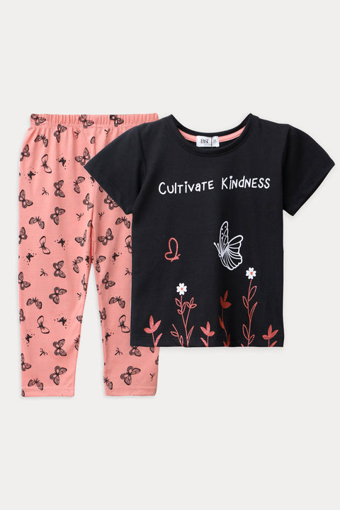 Girls Graphic 2-Piece Suit - Black & Orange