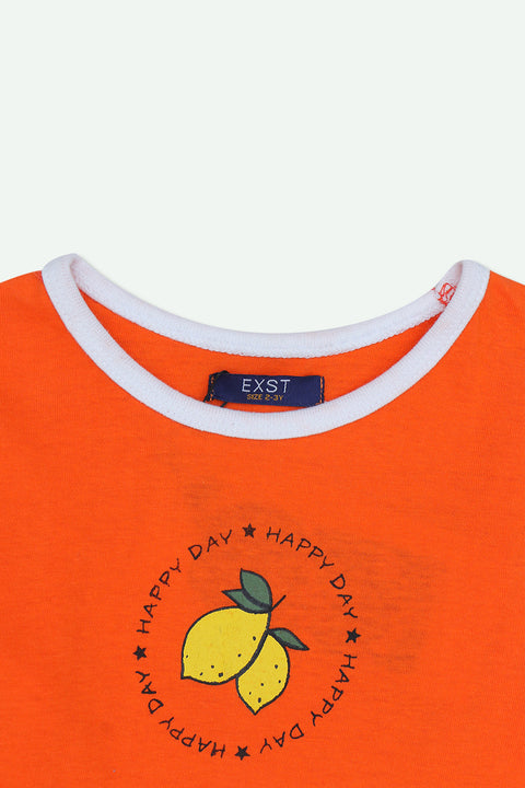 Girls Lycra T-Shirt - Orange