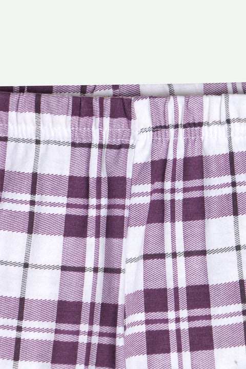 Girls Checkered Pajama - Purple
