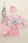 Infant Baby 5-Piece Suit Gift Set 016 - Baby Pink