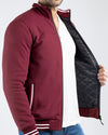 Men Quilt Tipping Zipper Mocknek MMQT06 - Burgundy