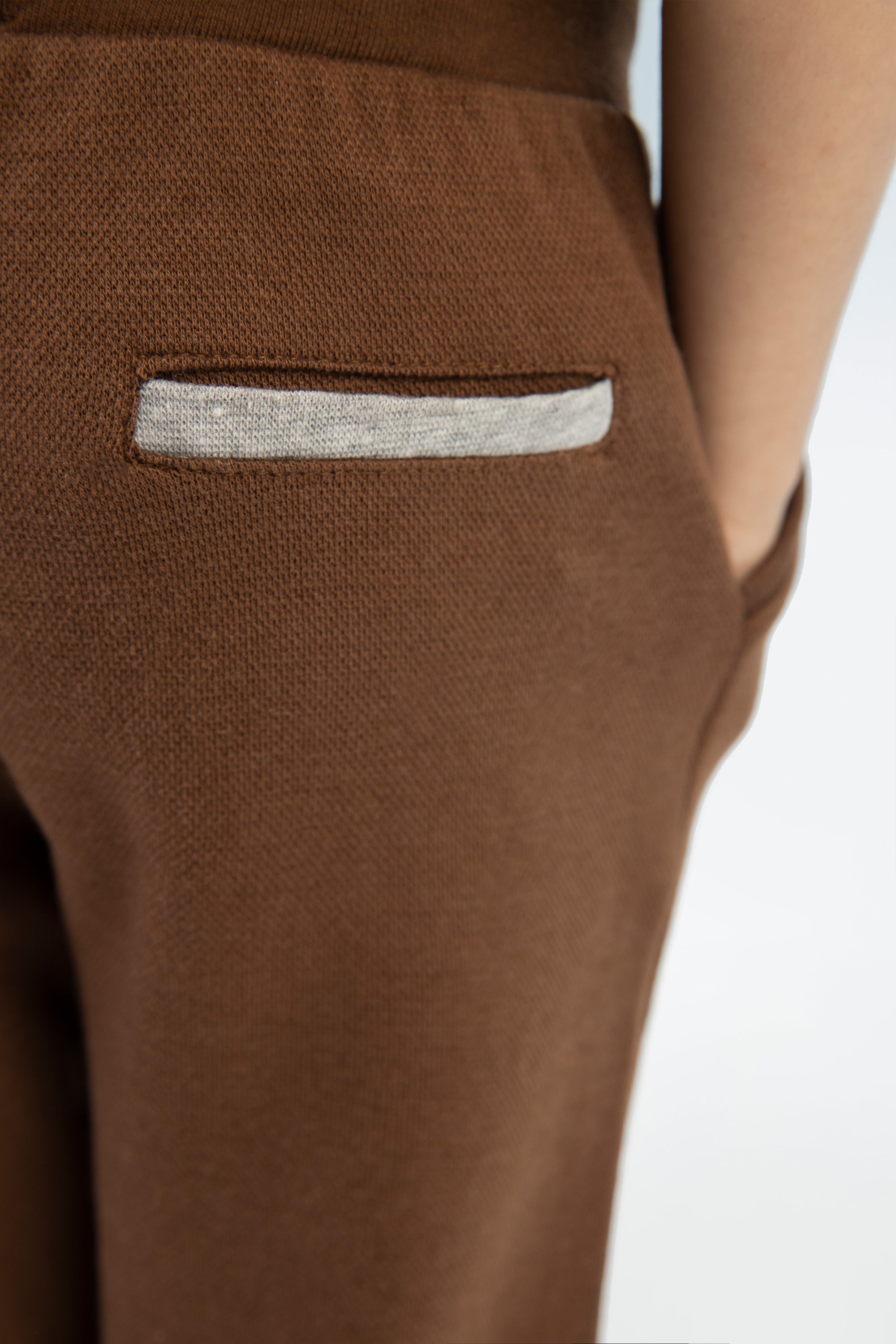 Boys Fly Buttons Jogger Trouser BTJ08 - D/Brown