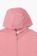 Girls Branded Terry Zipper Hoodie - Tea Pink