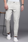 Men Branded Regular Fit Chino Pant - Light Gray