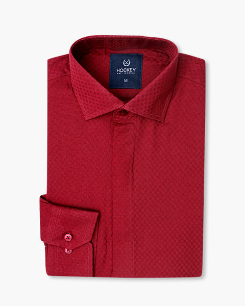 Men Hard Collar Formal Shirt MFS23-1 Maroon