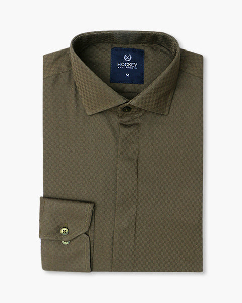 Men Hard Collar Formal Shirt MFS23-1 Olive