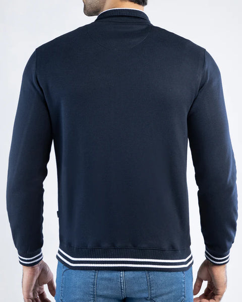 Men Pique Mockneck Jacket MMT09 - Navy