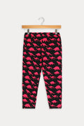 Exst Women's Pink Dinosaur Printed Pajama - Black