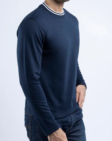 Men Pique T-Shirt Style Sweatshirt MSS-25-006 - Navy