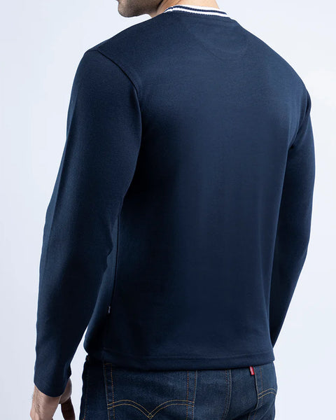 Men Pique T-Shirt Style Sweatshirt MSS-25-006 - Navy