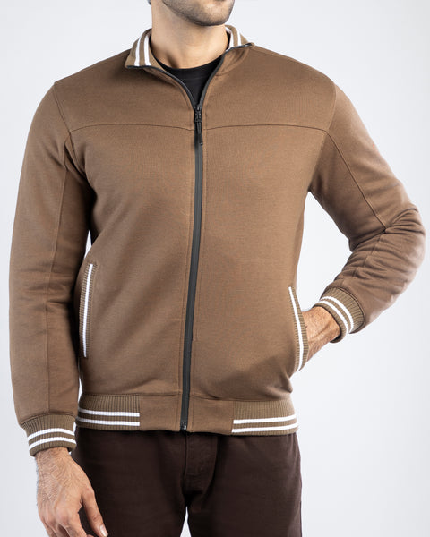 Men Quilt Tipping Zipper Mocknek MMQT06 - Olive