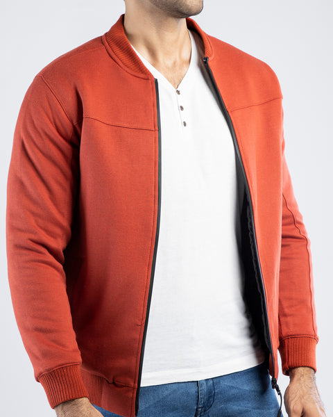 Men Quilt Zipper Jacket MJQ04 - Rust