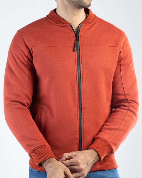 Men Quilt Zipper Jacket MJQ04 - Rust