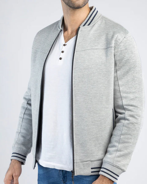 Men Pique Zipper Jacket MJT02 - Heather Gray