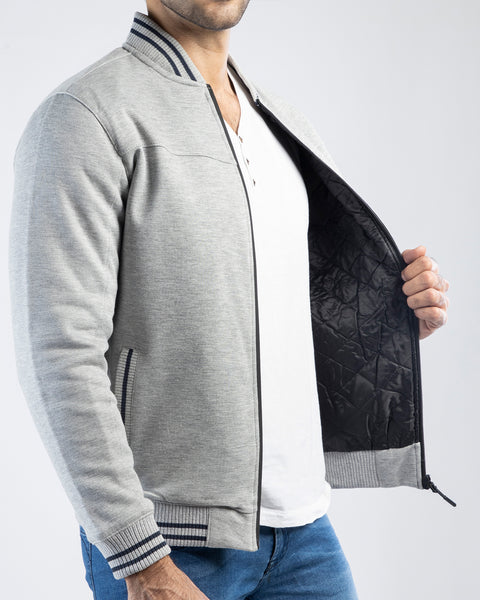 Men Quilt Zipper Jacket MJQT01 - Heather Gray