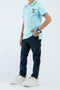 Boys Contrast Tipping Polo Hidy Print - L/Blue