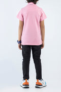 Boys Jacquard Polo Hidy Print - Party Pink