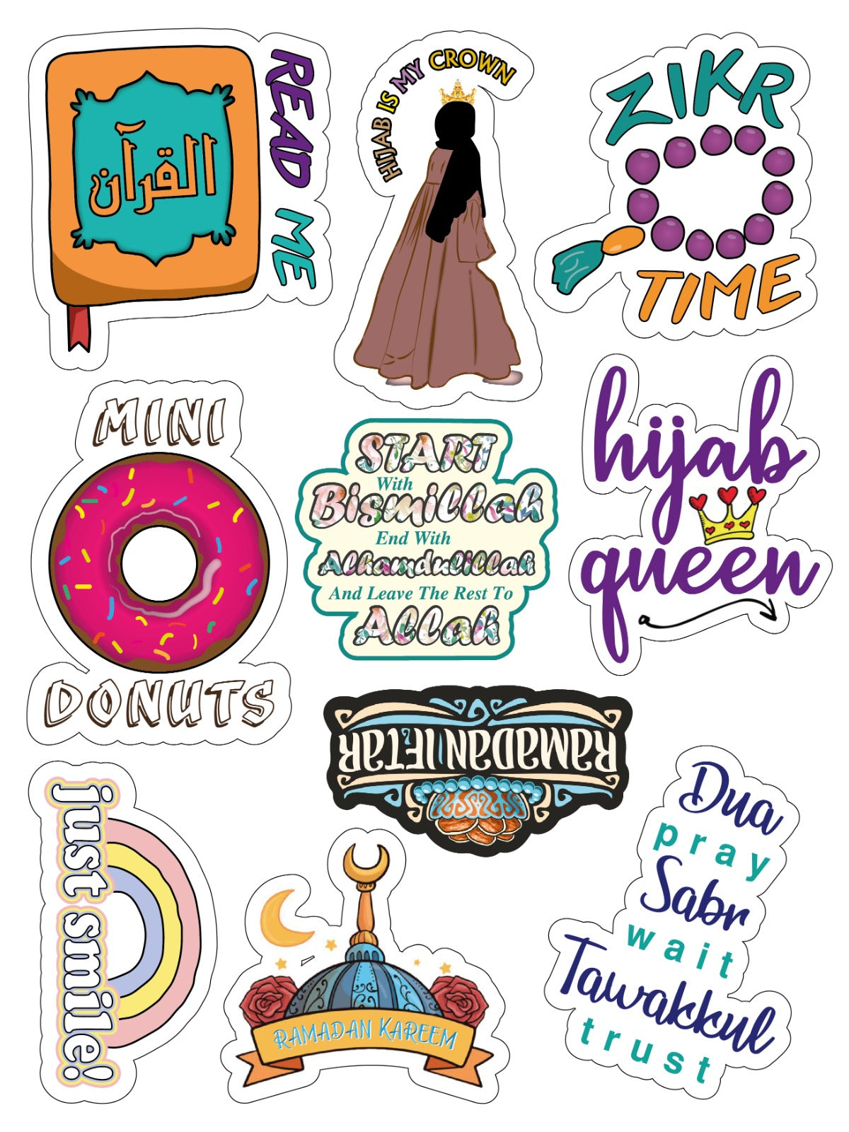 Pack of 10 islamic stickers