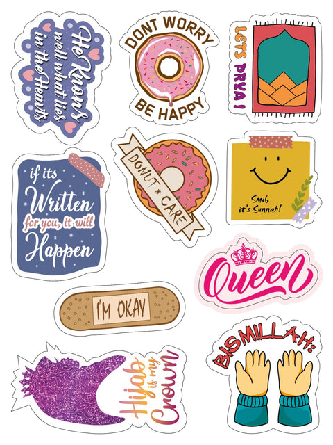 Pack of 10 islamic stickers