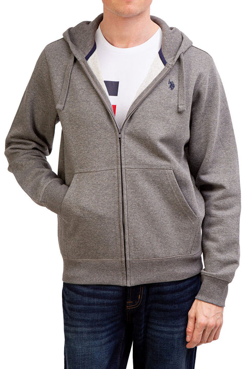 Men Fleece Hoodie Zipper (Brand U.S Polo) HIGH QUALITY - Gray